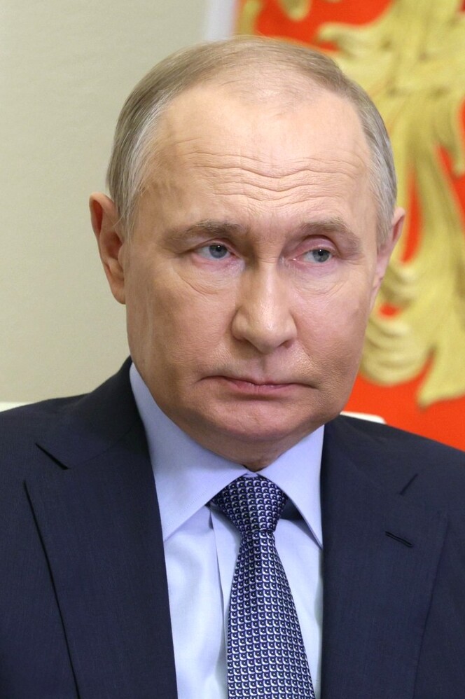 Vladimir Putin at an official meeting in April 2024